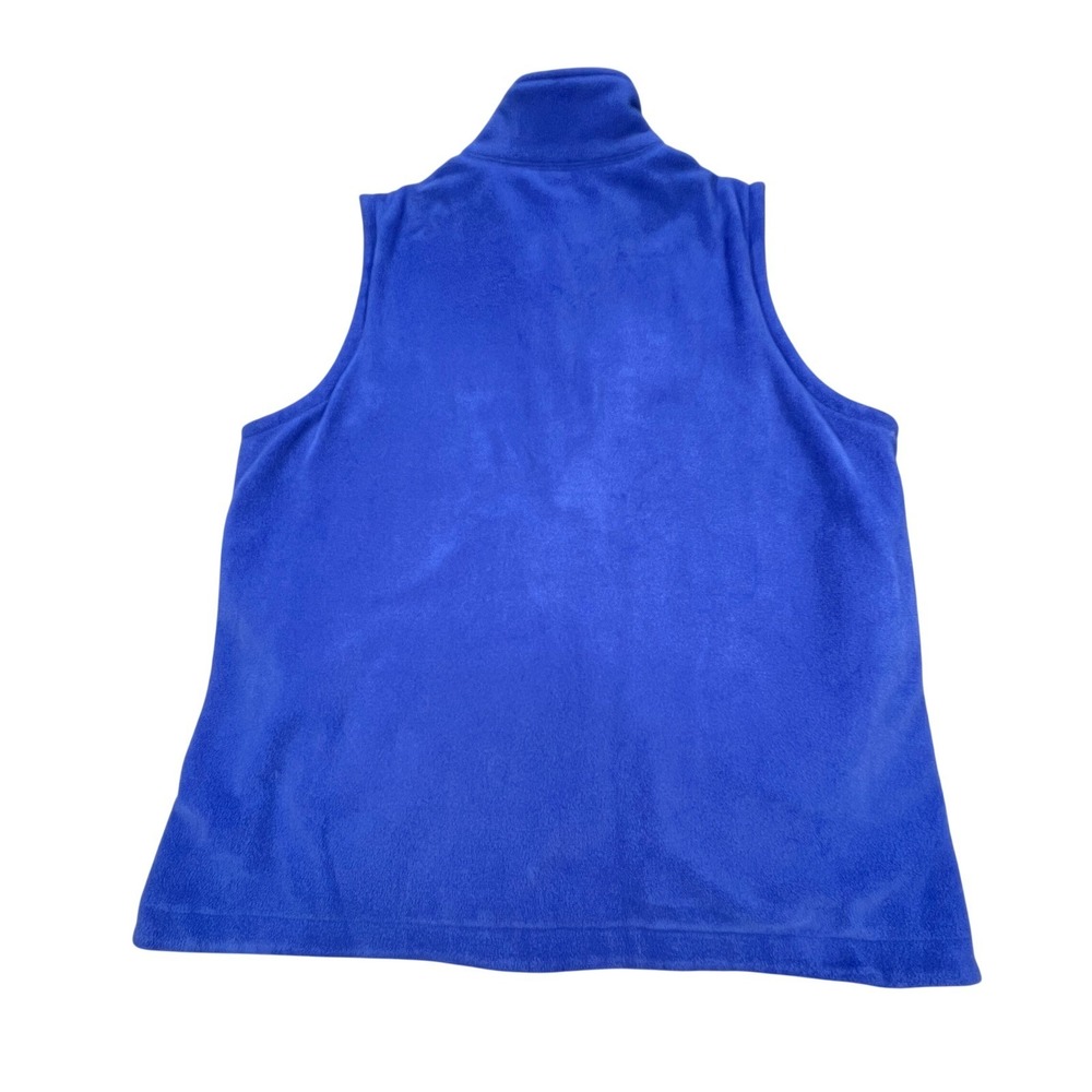 Lands End Blue Quilted Fleece Full Zip Vest Womens Large 14-16